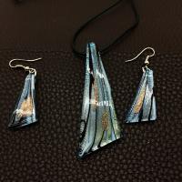 Joyería de cristal de Murano, pendiente de gota del pendiente & collar, 2 piezas & para mujer, 61*22mm, longitud:2.44 Inch, Vendido por Set