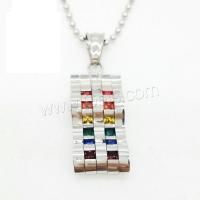 Rhinestone Stainless Steel Pendants, silver color plated, for couple & with rhinestone, 30*15mm .2 Inch 