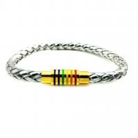 PU Leather Cord Bracelets, with Magnet, plated, for couple, silver color, 210mm .4 Inch 