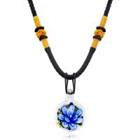 Lampwork Jewelry Necklace, with Cotton Cord, for woman & inner flower 19mm .8 Inch 