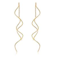 Sterling Silver Thread Through Earrings, 925 Sterling Silver, with Brass, plated, fashion jewelry & for woman 62mm 