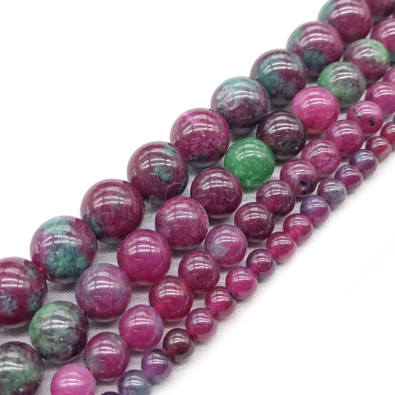 Ruby in Zoisite Beads, Round, polished, DIY & different size for choice, Hole:Approx 1mm, Sold By Strand