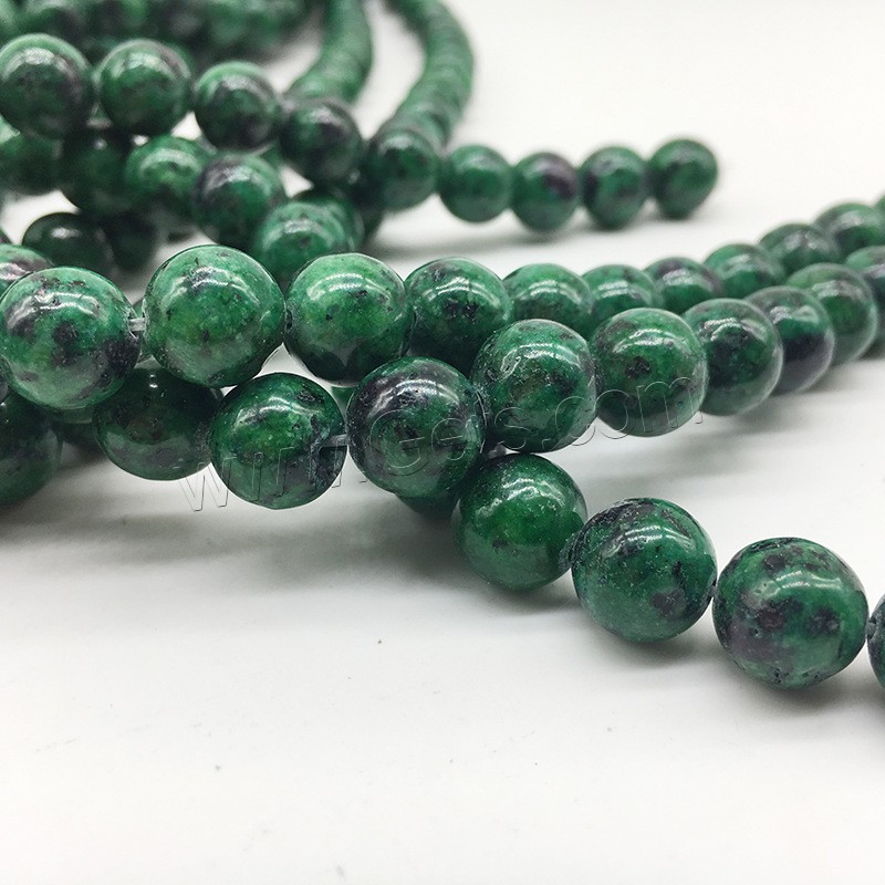 Ruby in Zoisite Beads, Round, polished, DIY & different size for choice, green, Hole:Approx 1mm, Sold By Strand