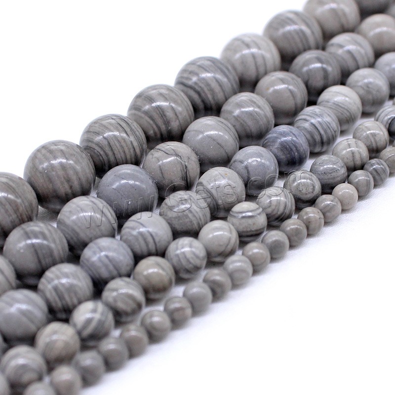 Mixed Gemstone Beads, Grain Stone, Round, polished, DIY & different size for choice, grey, Hole:Approx 1mm, Sold By Strand