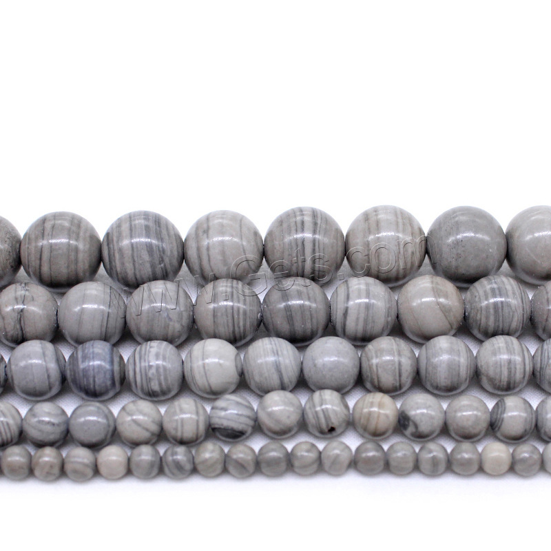 Смешанные бусы с драгоценными камнями, Зернистый камень, Круглая, полированный, DIY & разный размер для выбора, серый, отверстие:Приблизительно 1mm, продается Strand