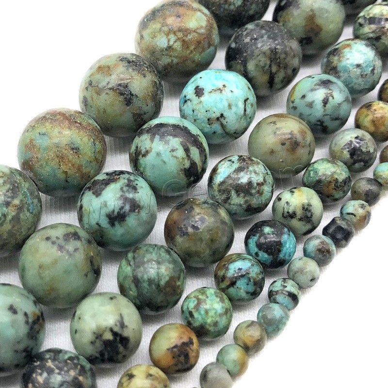 Natural African Turquoise Beads, Round, polished, DIY & different size for choice, Hole:Approx 1mm, Sold By Strand