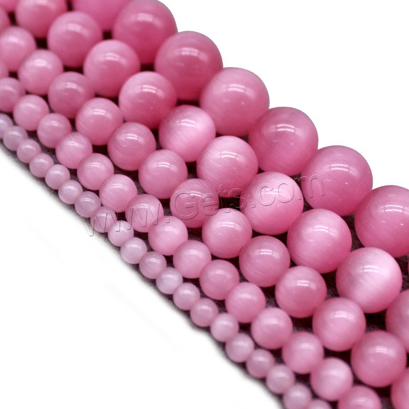Katzenauge Perlen, rund, poliert, DIY & verschiedene Größen vorhanden, Rosa, Bohrung:ca. 1mm, verkauft von Strang