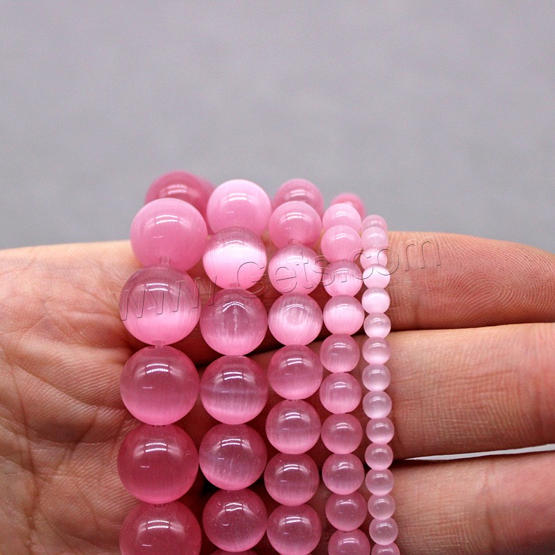 Cats Eye Beads, Round, polished, DIY & different size for choice, pink, Hole:Approx 1mm, Sold By Strand