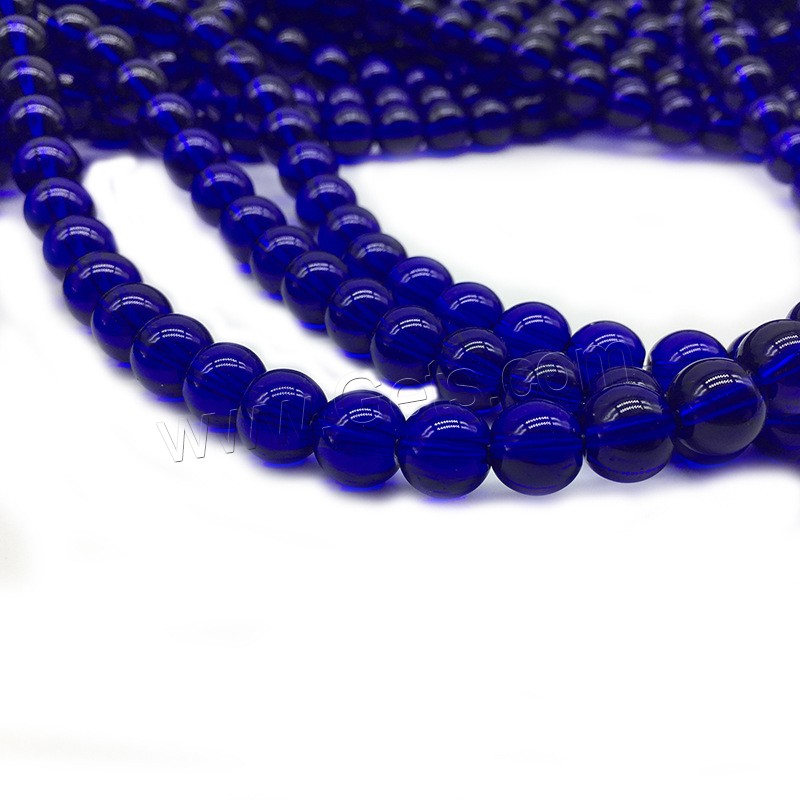 Nachgeahmter Kristall Perle, rund, poliert, DIY & verschiedene Größen vorhanden, blau, Bohrung:ca. 1mm, verkauft von Strang