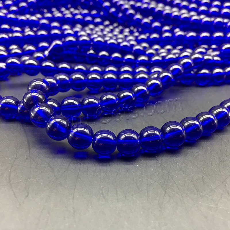 Nachgeahmter Kristall Perle, rund, poliert, DIY & verschiedene Größen vorhanden, blau, Bohrung:ca. 1mm, verkauft von Strang