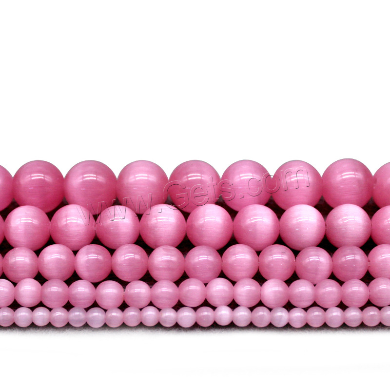 Katzenauge Perlen, rund, poliert, DIY & verschiedene Größen vorhanden, Rosa, Bohrung:ca. 1mm, verkauft von Strang