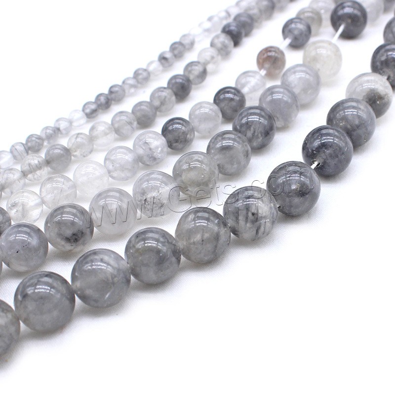 Natürliche graue Quarz Perlen, Grauer Quarz, rund, DIY & verschiedene Größen vorhanden, keine, Bohrung:ca. 1mm, verkauft von Strang