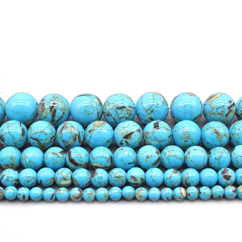 Synthetische Türkis Perlen, rund, DIY & verschiedene Größen vorhanden, keine, Bohrung:ca. 1mm, verkauft von Strang