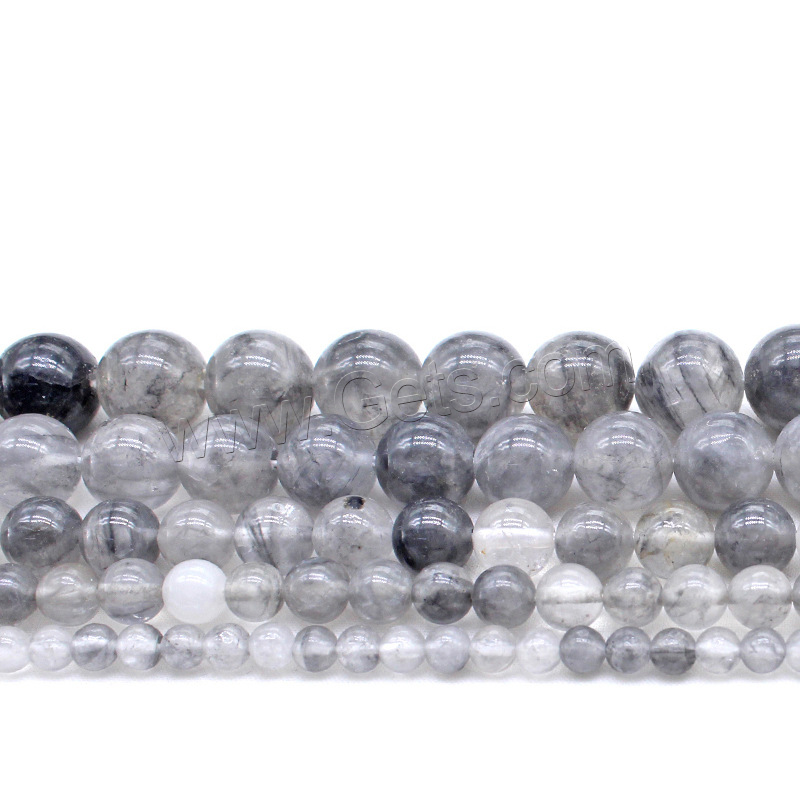Natürliche graue Quarz Perlen, Grauer Quarz, rund, DIY & verschiedene Größen vorhanden, keine, Bohrung:ca. 1mm, verkauft von Strang
