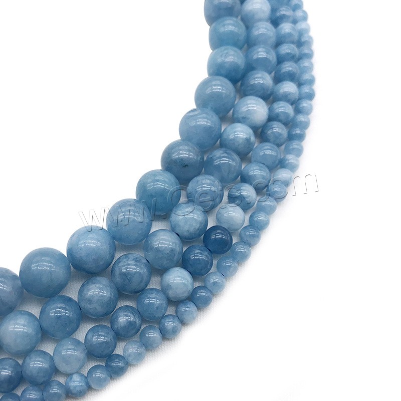 Aquamarin Perlen, rund, poliert, DIY & verschiedene Größen vorhanden, himmelblau, Bohrung:ca. 1mm, verkauft von Strang