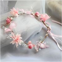 Bridal Hair Band, Cloth, handmade, Korean style & for woman, pink, 400mm 