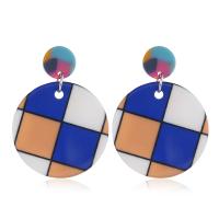 Acrylic Drop Earring, Flat Round & for woman 