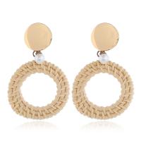 Acetate Drop Earring, with ABS Plastic Pearl & Rattan, handmade, for woman & hollow 