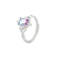 925 пробы Открыть палец кольцо, с Кристаллы, ювелирные изделия моды & Женский, Много цветов для выбора 12.05mm, продается PC