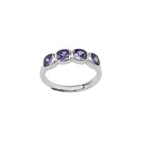 925 Sterling Silver Open Finger Ring, platinum plated, Adjustable & micro pave cubic zirconia & for woman, purple, 4.8mm 