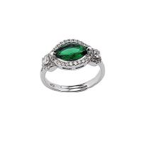 925 пробы Открыть палец кольцо, с Полудрагоценный камень, покрытый платиной, ювелирные изделия моды & Женский, зеленый 9.5mm, продается PC