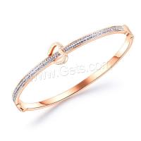 Stainless Steel Bangle, plated, fashion jewelry & for woman & with rhinestone, rose gold color, 8mm,3mm Approx 6.88 Inch 