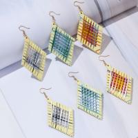 Rafidah Grass Drop Earring, with Wood & Zinc Alloy, handmade, fashion jewelry & for woman, mixed colors 
