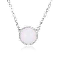 Brass Jewelry Necklace, with Moonstone, with 50mm extender chain, platinum plated, for woman Approx 17.7 Inch 
