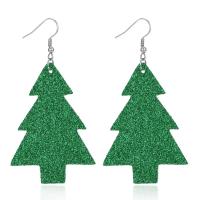 PU Leather Drop Earring, with Zinc Alloy, Christmas Design & for woman 