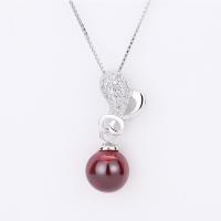Cubic Zirconia Micro Pave Brass Pendant, with Garnet, plated, DIY & micro pave cubic zirconia 