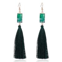 Resin Tassel Earring, with Cotton Thread & Zinc Alloy, handmade, fashion jewelry & for woman, mixed colors 