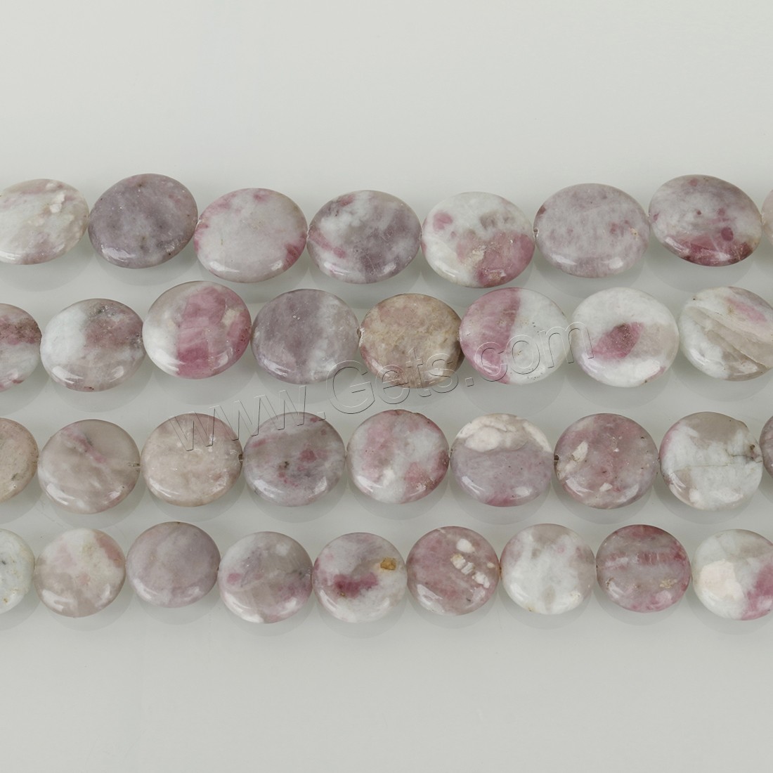 Perles de Tourmaline naturels, Plat rond, normes différentes pour le choix, rose, Trou:Environ 1.5mm, Longueur:Environ 16 pouce, Vendu par brin