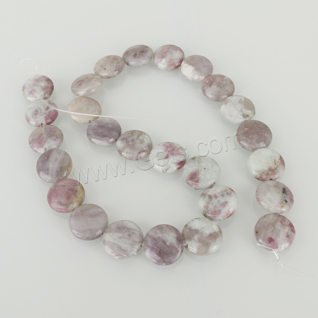 Natürlicher Turmalin Perlen, flache Runde, verschiedene Größen vorhanden, Rosa, Bohrung:ca. 1.5mm, Länge:ca. 16 ZollInch, verkauft von Strang