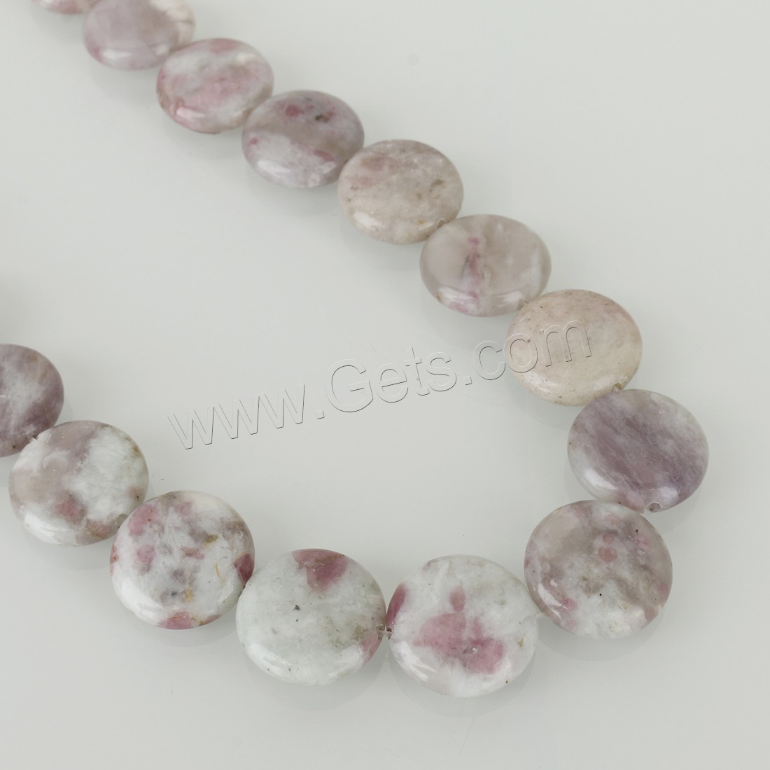 Natürlicher Turmalin Perlen, flache Runde, verschiedene Größen vorhanden, Rosa, Bohrung:ca. 1.5mm, Länge:ca. 16 ZollInch, verkauft von Strang