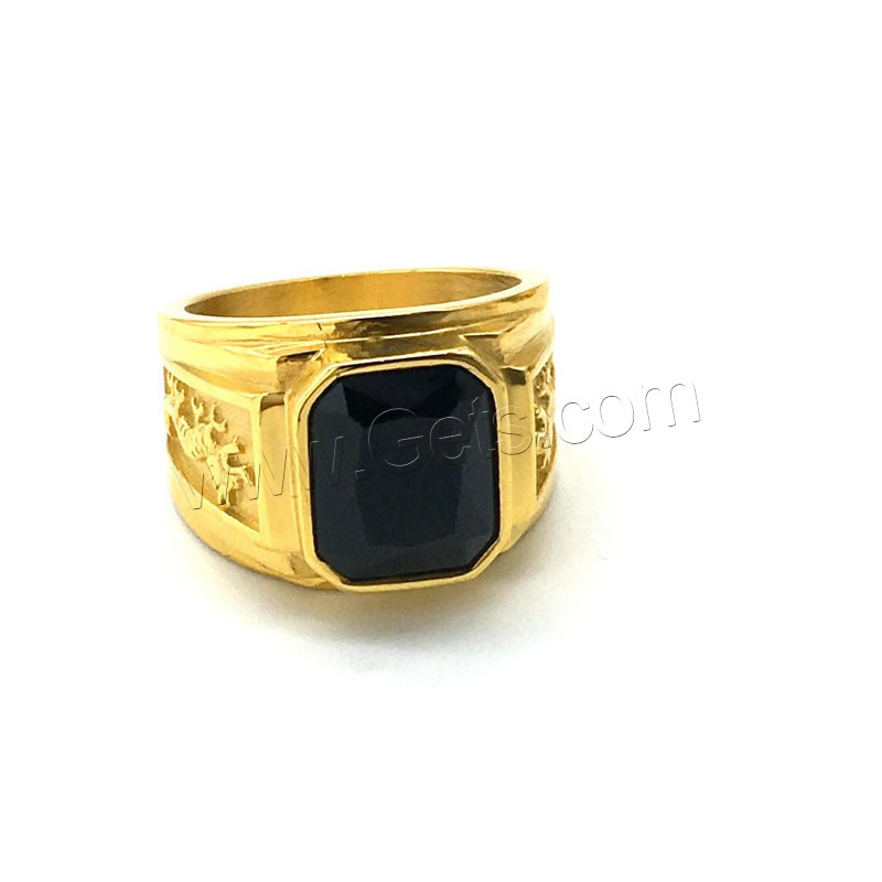 Edelstahl Fingerring, mit Glas, Ringform, goldfarben plattiert, unisex & verschiedene Größen vorhanden & facettierte, keine, 16mm, verkauft von PC