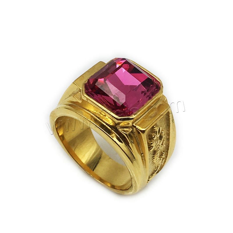 Edelstahl Fingerring, mit Glas, Ringform, goldfarben plattiert, unisex & verschiedene Größen vorhanden & facettierte, keine, 16mm, verkauft von PC