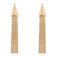 Fashion Fringe Earrings, Brass, Triangle, gold color plated, for woman, 100mm 