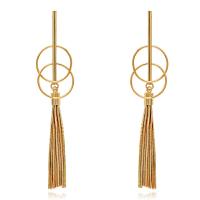Fashion Fringe Earrings, Brass, gold color plated, for woman, 90mm 