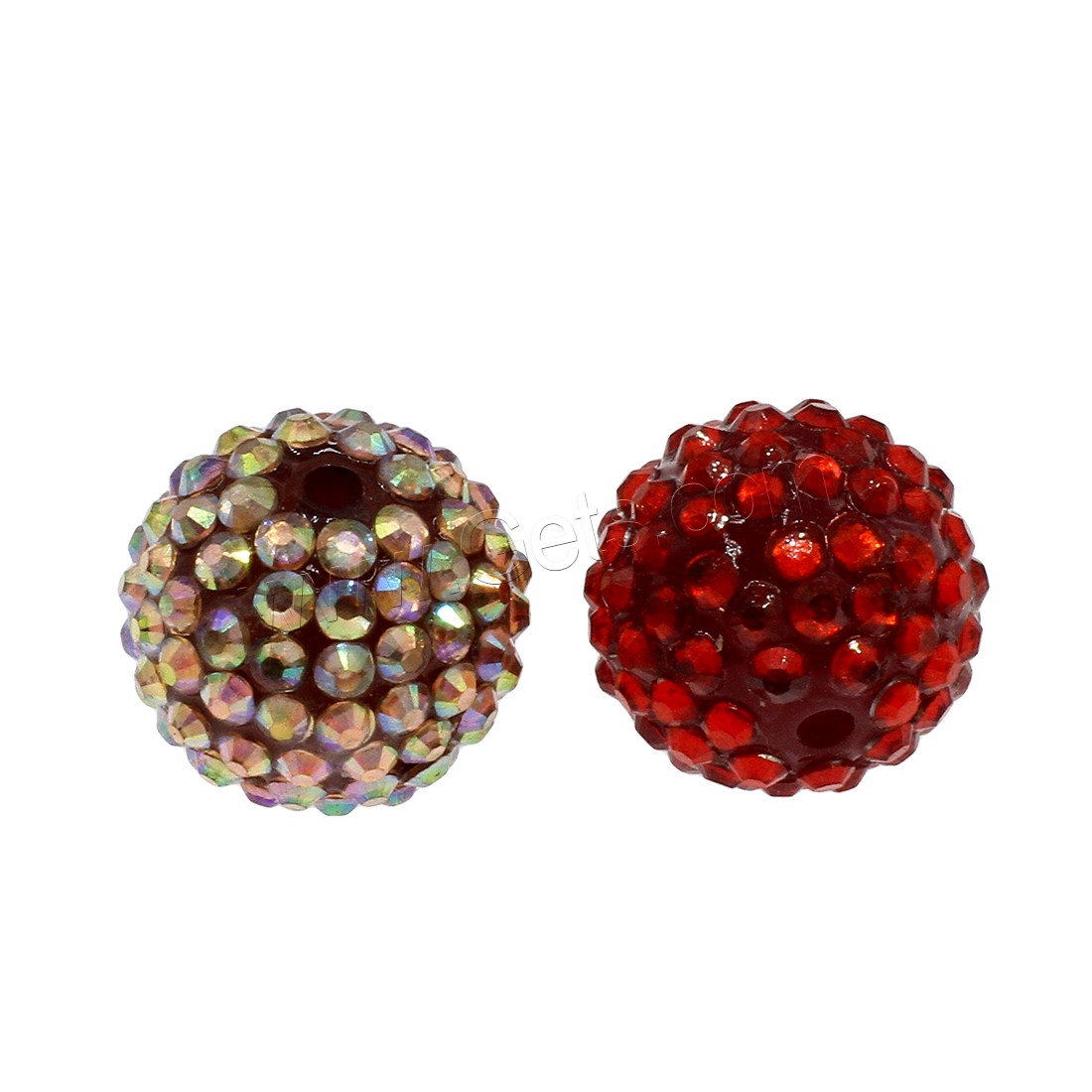 Acrylic Jewelry Beads, Round, different size for choice & with rhinestone, more colors for choice, Hole:Approx 2mm, Sold By Bag