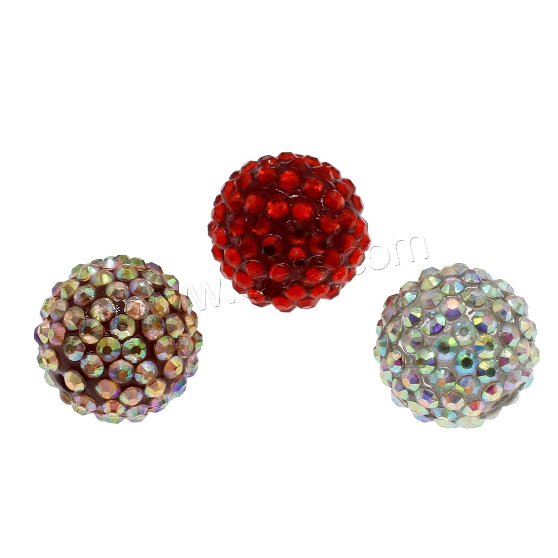 Granos de acrílico de la joyería, Esférico, diverso tamaño para la opción & con diamantes de imitación, más colores para la opción, agujero:aproximado 2mm, Vendido por Bolsa