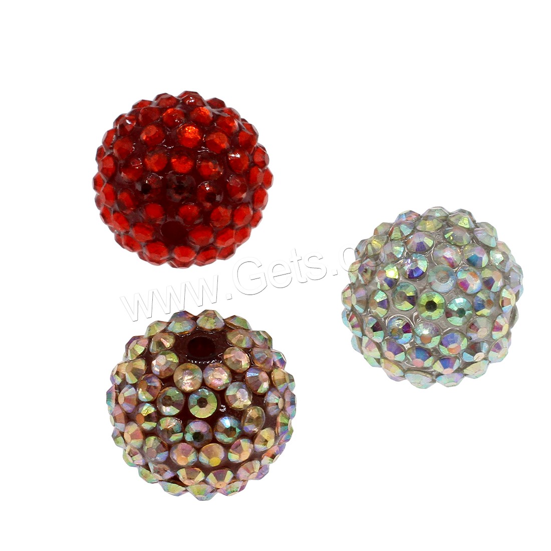 Acrylic Jewelry Beads, Round, different size for choice & with rhinestone, more colors for choice, Hole:Approx 2mm, Sold By Bag