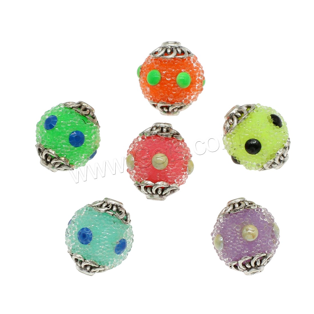 Technique mixte acrylique bijoux perles, avec laiton, Plaqué de couleur d'argent, normes différentes pour le choix, couleurs mélangées, Trou:Environ 2mm, Vendu par sac