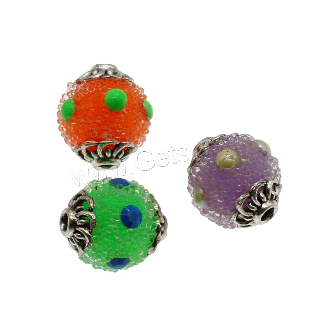 Gemischte Acryl Perlen Schmuck, mit Messing, antik silberfarben plattiert, verschiedene Größen vorhanden, gemischte Farben, Bohrung:ca. 2mm, verkauft von Tasche
