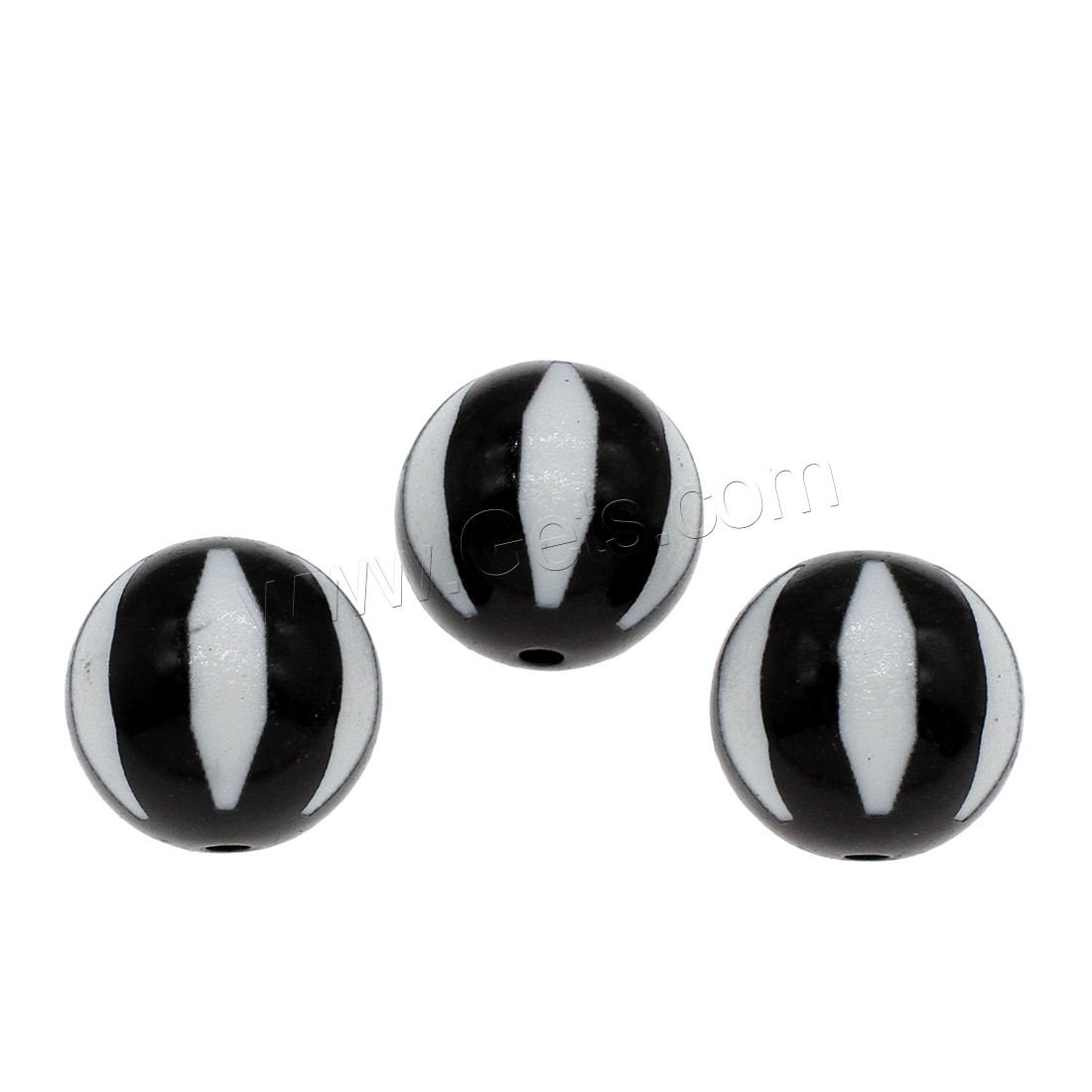 Granos de acrílico de la joyería, Esférico, diverso tamaño para la opción, en blanco y negro, agujero:aproximado 2mm, aproximado 200PCs/Bolsa, Vendido por Bolsa