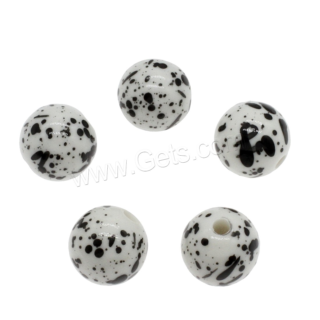 Bijoux Perles en résine, Rond, normes différentes pour le choix, blanc et noir, Trou:Environ 2.5mm, Vendu par sac