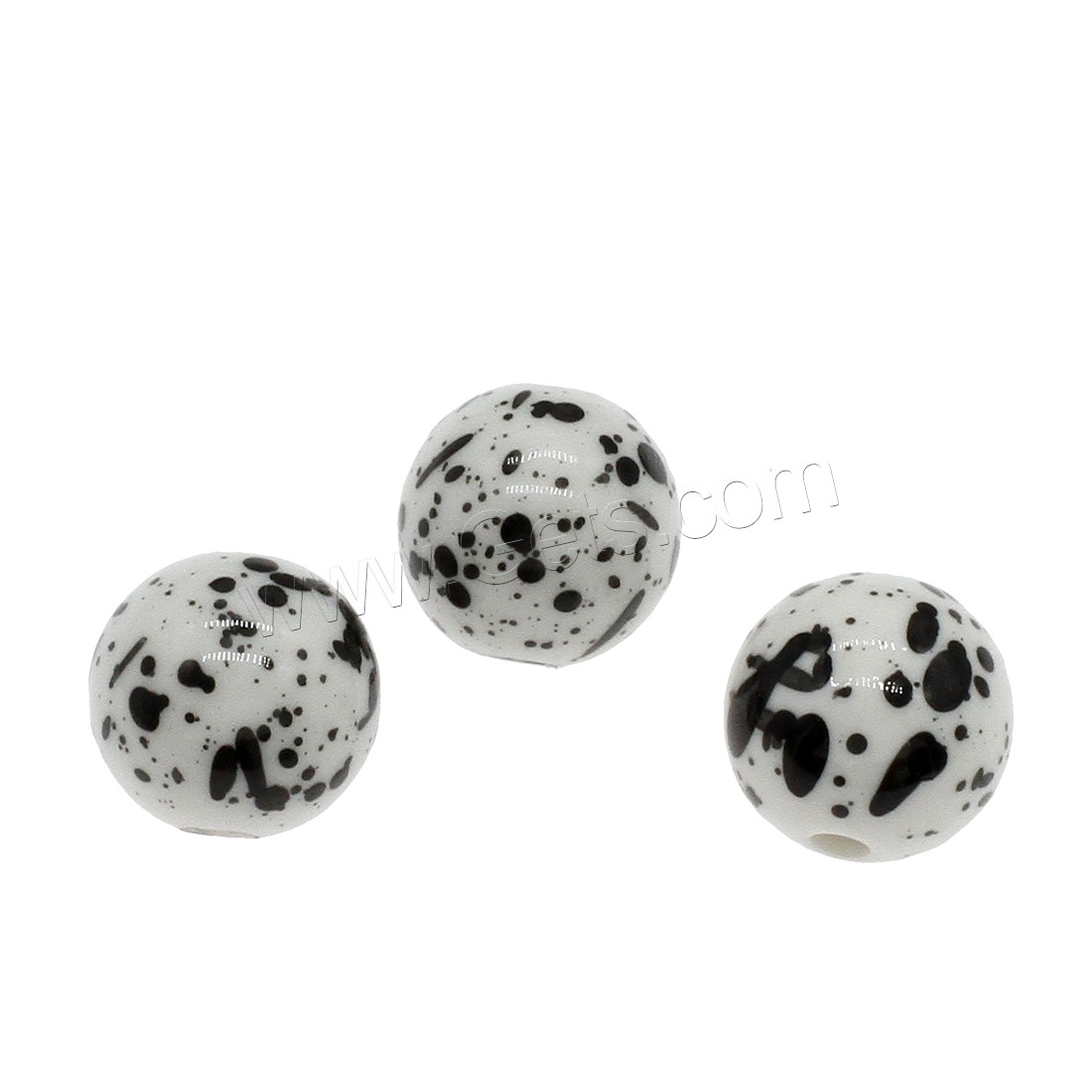 Bijoux Perles en résine, Rond, normes différentes pour le choix, blanc et noir, Trou:Environ 2.5mm, Vendu par sac