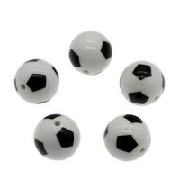 Granos de acrílico de la joyería, fútbol, en blanco y negro, 20mm, agujero:aproximado 2mm, aproximado 200PCs/Bolsa, Vendido por Bolsa