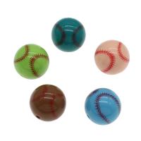Gemischte Acryl Perlen Schmuck, Baseball, gemischte Farben, 20mm, Bohrung:ca. 2mm, ca. 200PCs/Tasche, verkauft von Tasche