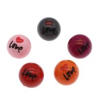Gemischte Acryl Perlen Schmuck, rund, mit Brief Muster, gemischte Farben, 20mm, Bohrung:ca. 2mm, ca. 200PCs/Tasche, verkauft von Tasche