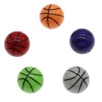 Gemischte Acryl Perlen Schmuck, BasketballKorbball, gemischte Farben, 20mm, Bohrung:ca. 2mm, ca. 200PCs/Tasche, verkauft von Tasche
